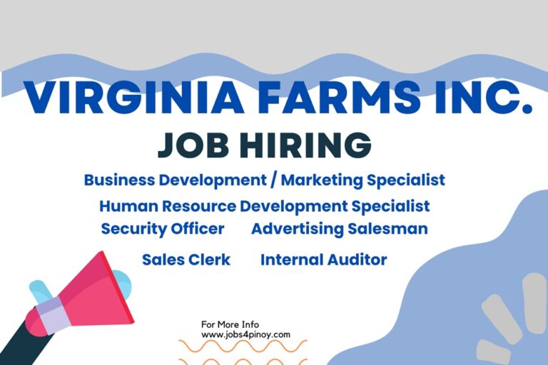 Job Hiring in Mandaue City of Virginia Farms Inc.